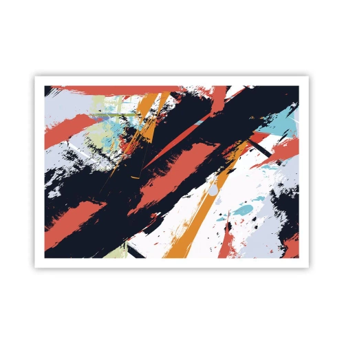 Poster - Abstrakte Pinselstriche in leuchtenden Farben - 100x70cm - Dynamische Komposition - Moderne Wanddekoration für Wohnzimmer und Schlafzimmer ARTTOR