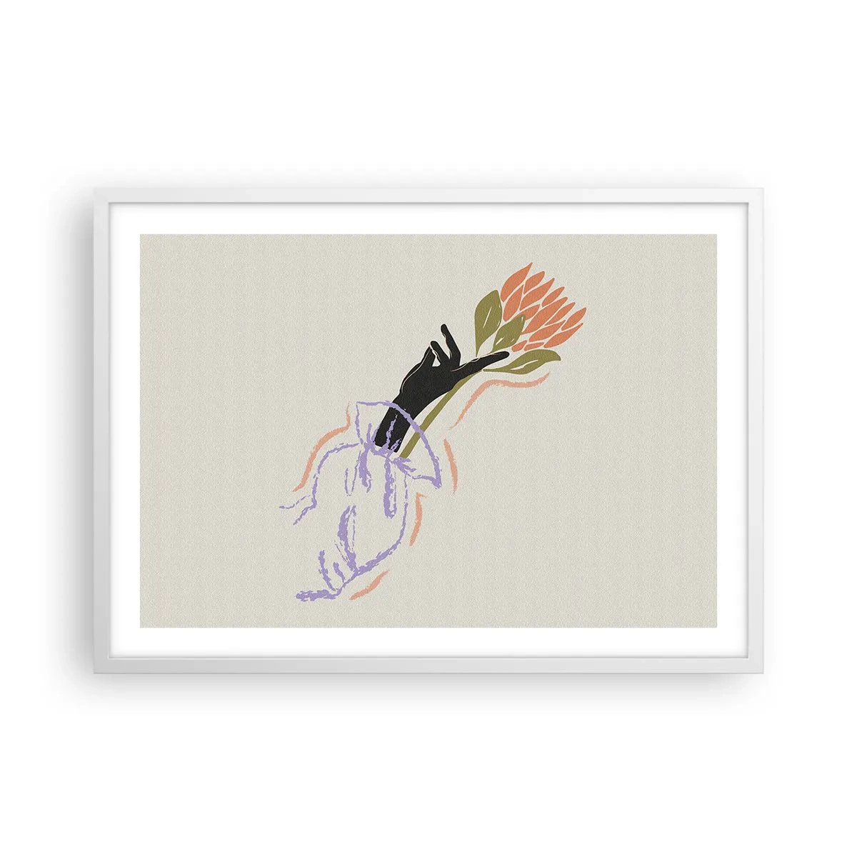 Poster in einem weißen Rahmen - Schwesterliche Berührung - 70x50 cm