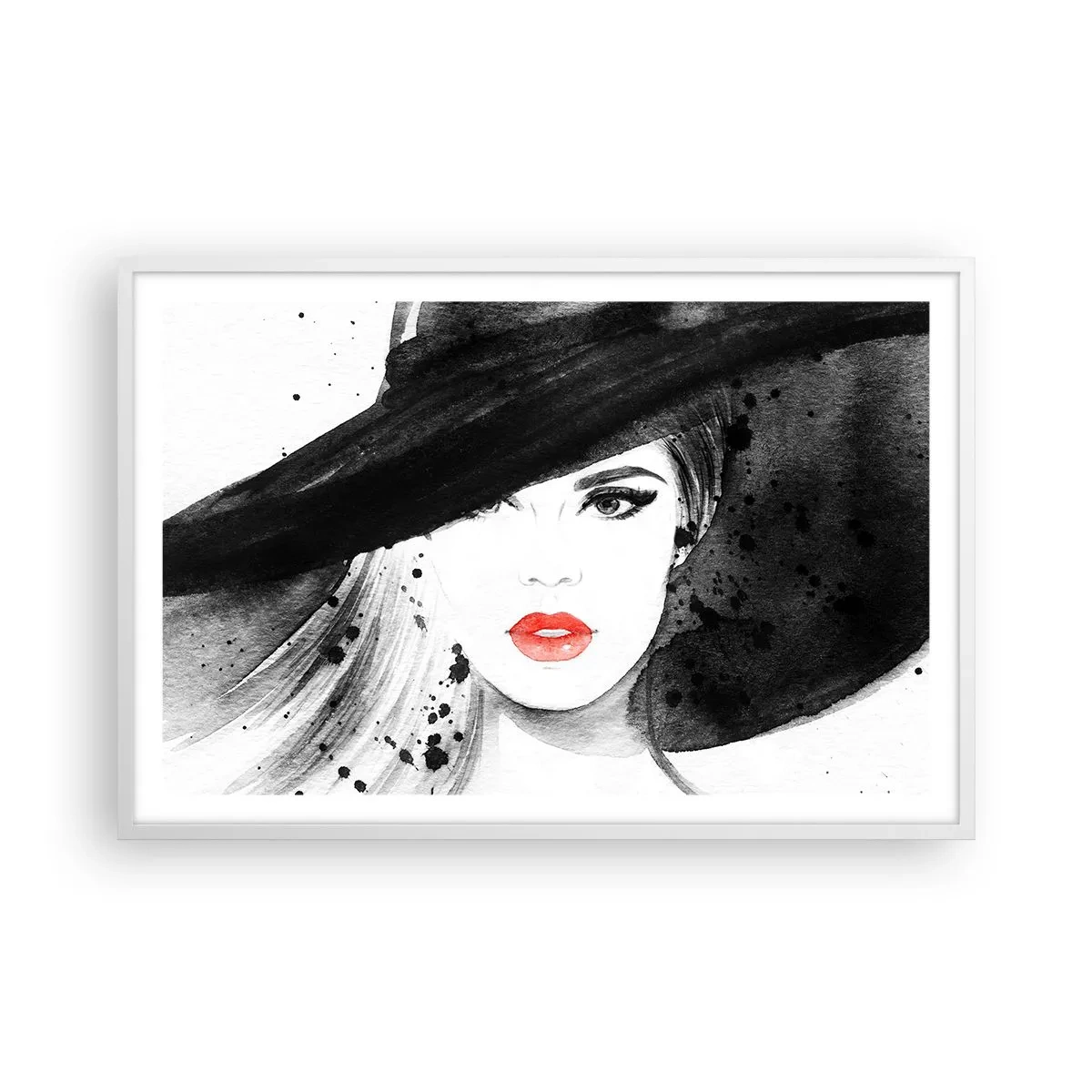 Poster in einem weißen Rahmen - Frau in schwarz - 91x61 cm