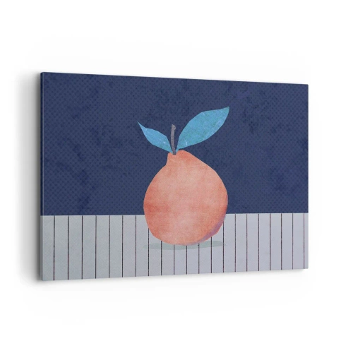 Bild auf Leinwand - Leinwandbild - Abstrakte Früchte vor einem Hintergrund aus kontrastierenden Farben und geraden Linien. - 120x80cm - Konvexität und Ebene - Moderne Wanddekoration für Wohnzimmer und Schlafzimmer ARTTOR
