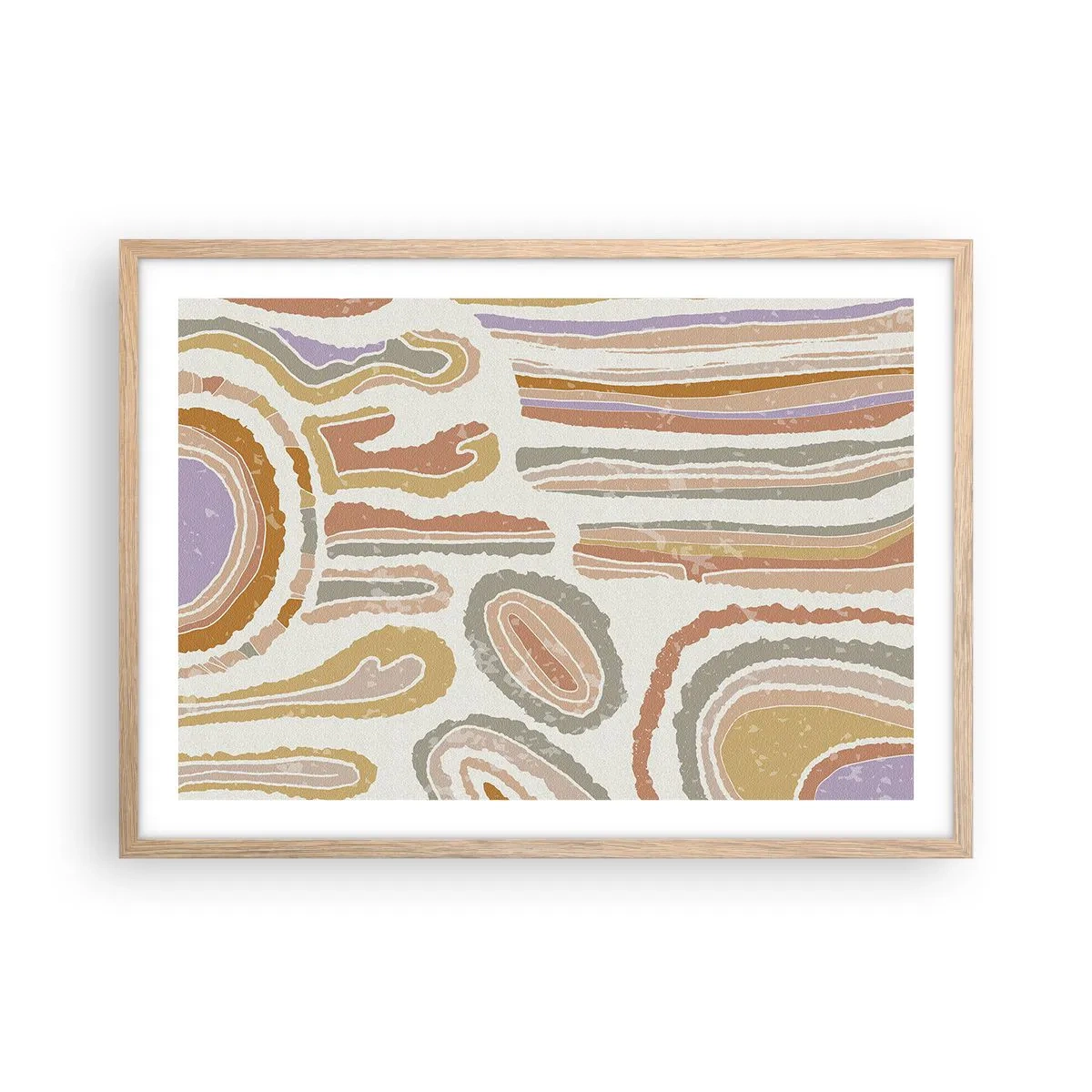 Poster in einem Rahmen aus heller Eiche - Bunte Querschnitte - 70x50 cm