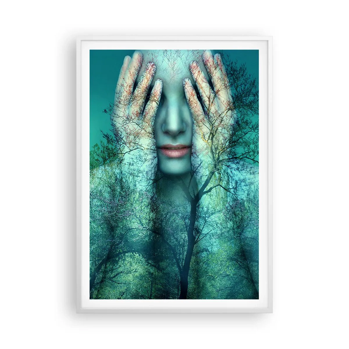 Poster in einem weißen Rahmen - Eingetaucht in Blau - 70x100 cm