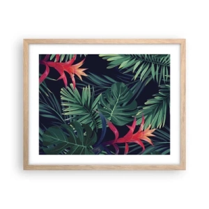 Poster in einem Rahmen aus heller Eiche - Im Grünen in Flammen gehen - 50x40 cm