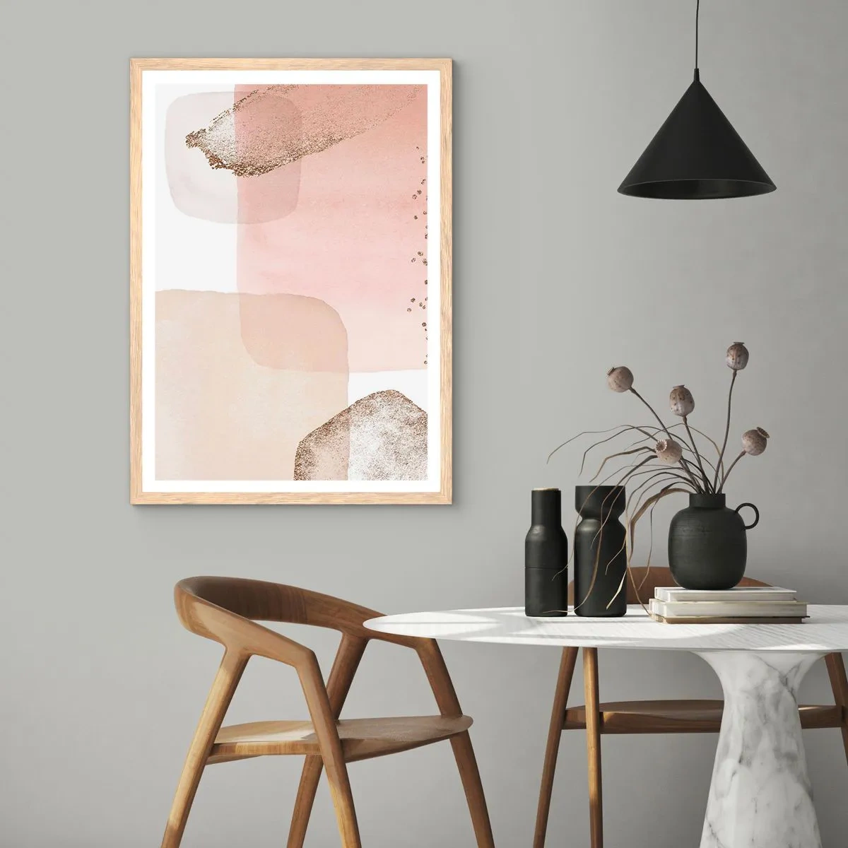 Poster in einem Rahmen aus heller Eiche - Ein Blick durch die Farbe - 70x100 cm