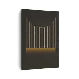 Bild auf Leinwand - Leinwandbild - Geometrisches Muster mit Streifen auf dunklem Hintergrund - 70x100cm - Die Dunkelheit erkunden - Moderne Wanddekoration für Wohnzimmer und Schlafzimmer ARTTOR