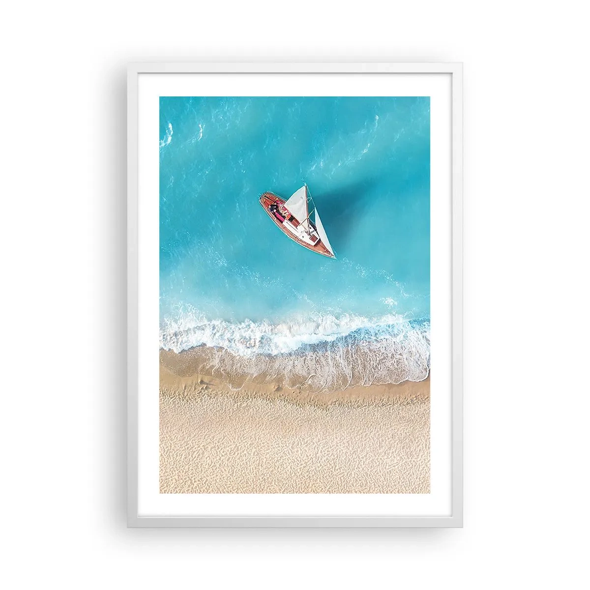 Poster in einem weißen Rahmen - An der Grenze von Blau und Gold - 50x70 cm