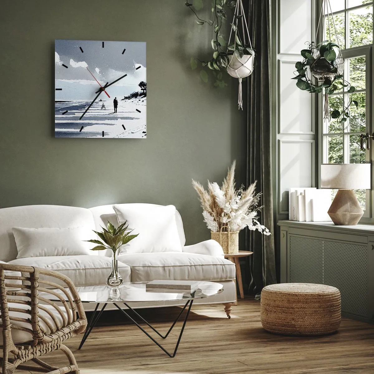 Wanduhr - Glasuhr - Allein sein - 40x40 cm