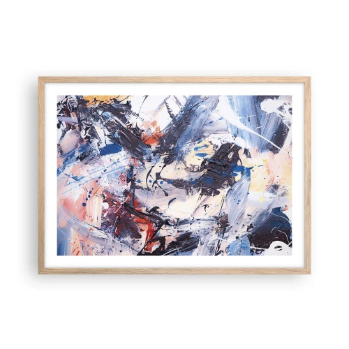 Poster in einem Rahmen aus heller Eiche - Verrückter Tanz der Abstraktion - 70x50 cm