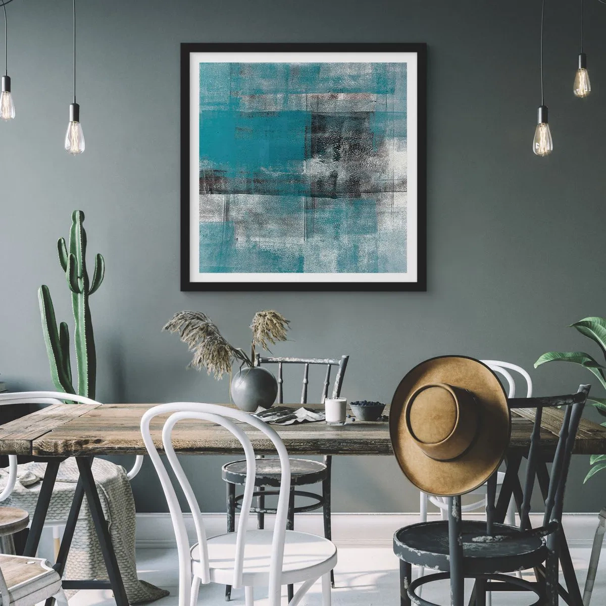 Poster in einem schwarzem Rahmen - Wasser und Luft - 50x50 cm