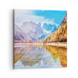 Bild auf Leinwand - Leinwandbild - Und in den Bergen ist es schon Herbst - 70x70 cm