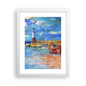 Poster in einem weißen Rahmen - Ein Nachmittag in der Regenbogenbucht - 30x40 cm