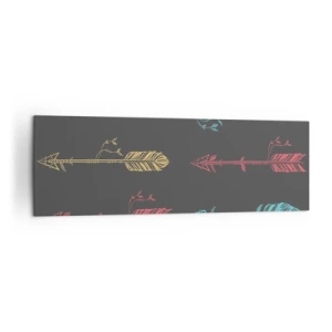 Bild auf Leinwand - Leinwandbild - Stilisiertes Pfeilmuster in Pastellfarben auf dunklem Hintergrund - 160x50cm - In der Verordnung - Moderne Wanddekoration für Wohnzimmer und Schlafzimmer ARTTOR