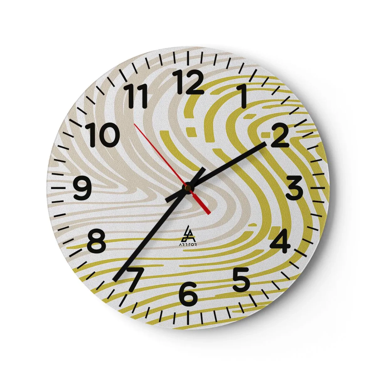 Wanduhr - Glasuhr - Komposition mit sanfter Biegung - 40x40 cm