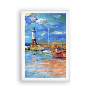 Poster in einem weißen Rahmen - Ein Nachmittag in der Regenbogenbucht - 61x91 cm