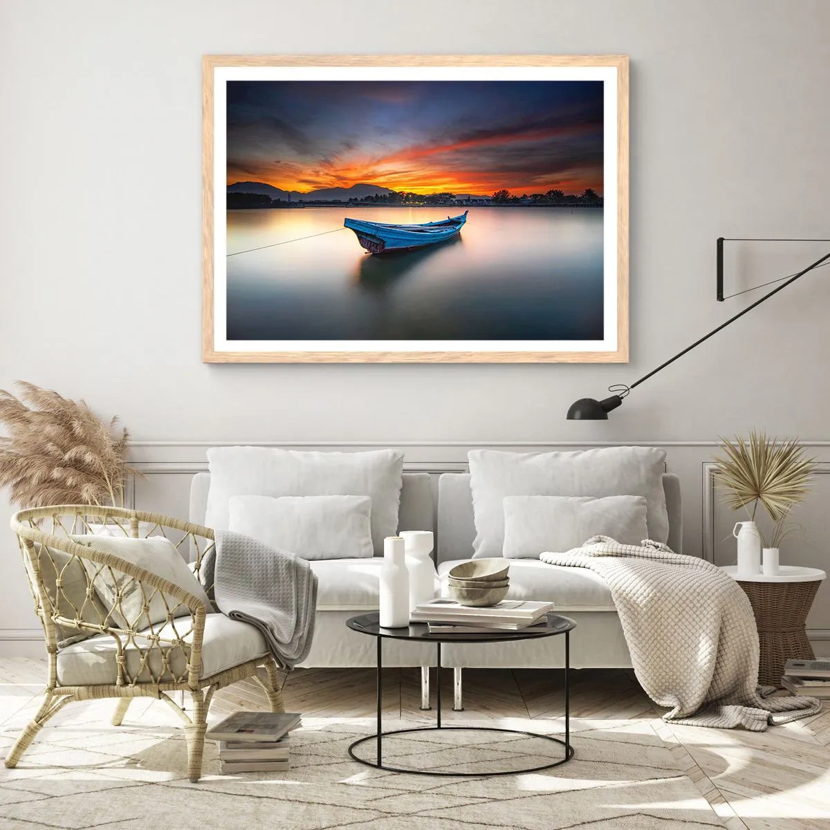 Poster in einem Rahmen aus heller Eiche - Eine gute Nacht kommt - 40x30 cm