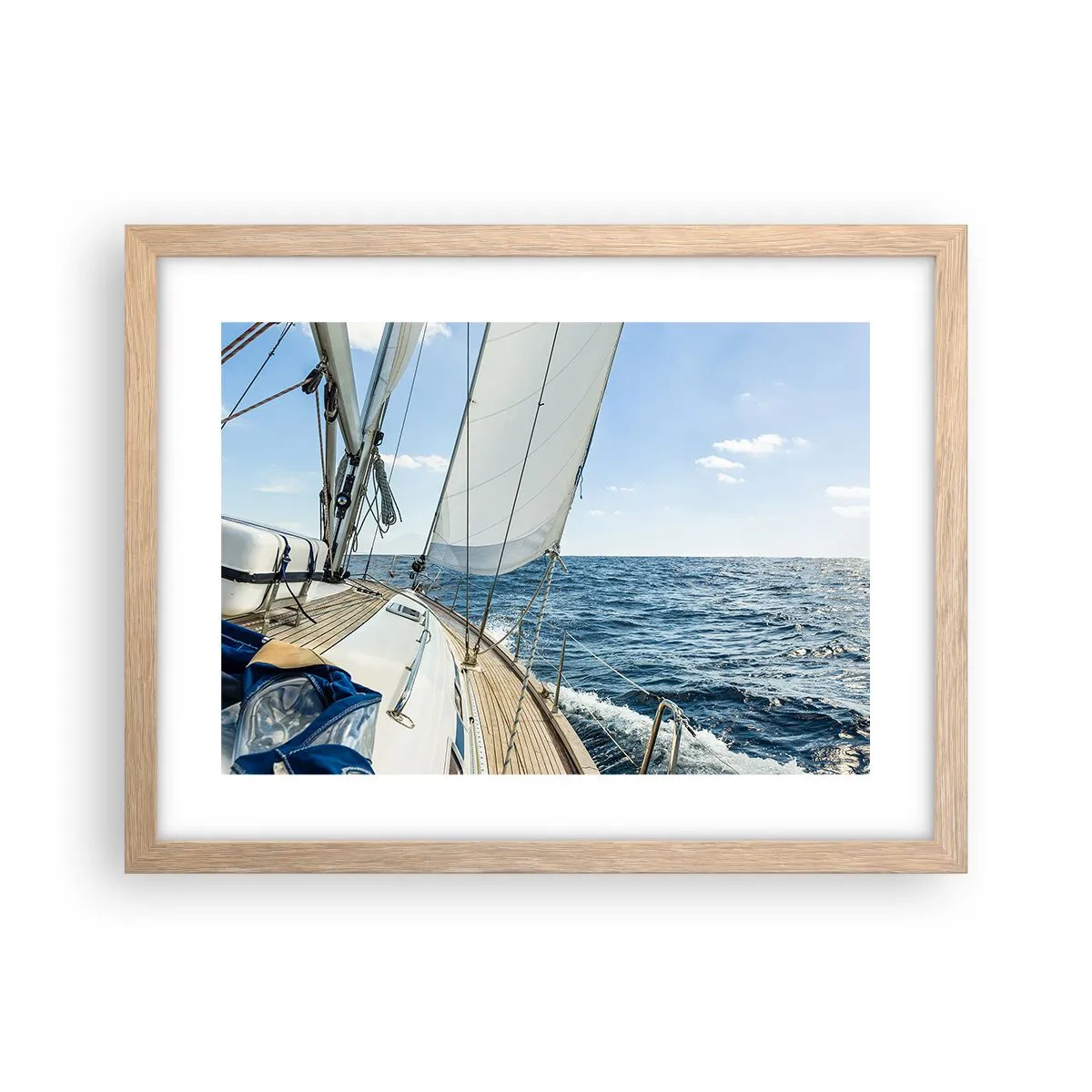 Poster in einem Rahmen aus heller Eiche - Ahoi, Abenteuer - 40x30 cm